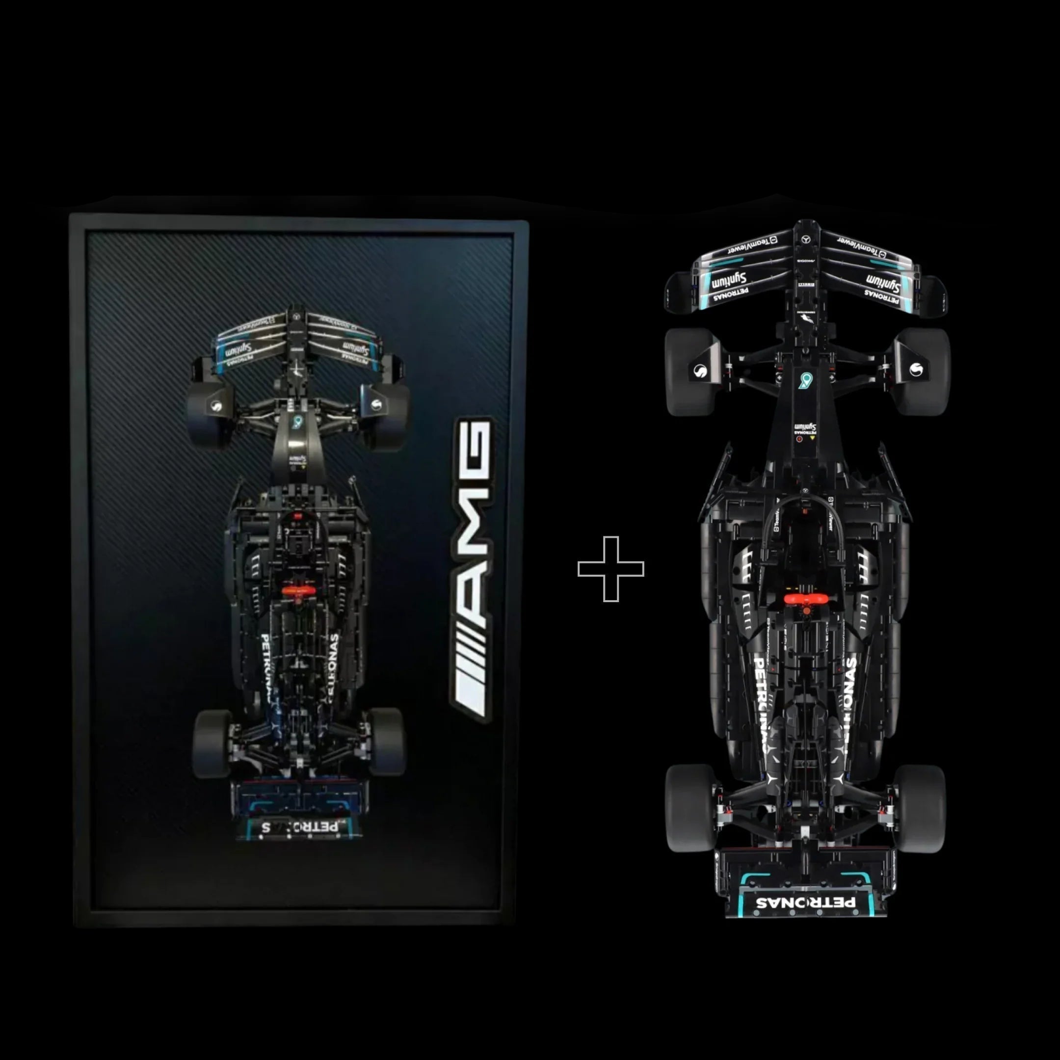¡Compra juntos! Mercedes AMG W14 F1 (1642 piezas) + chasis de fibra de carbono - Bloques de Construcción