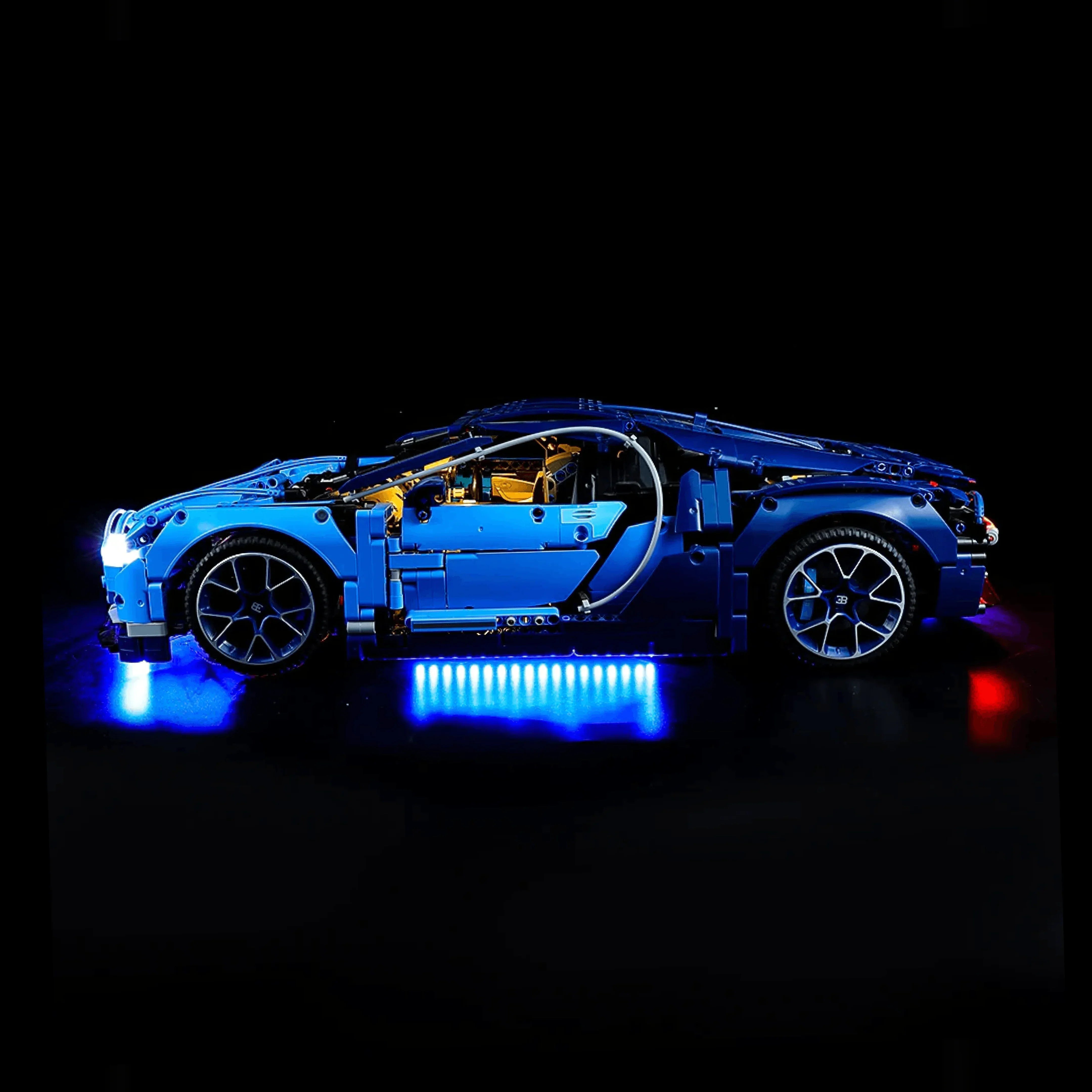 (57% de DESCUENTO) Super Bugatti Chiron azul con motor W16 y 56 cm de largo (3599 piezas)