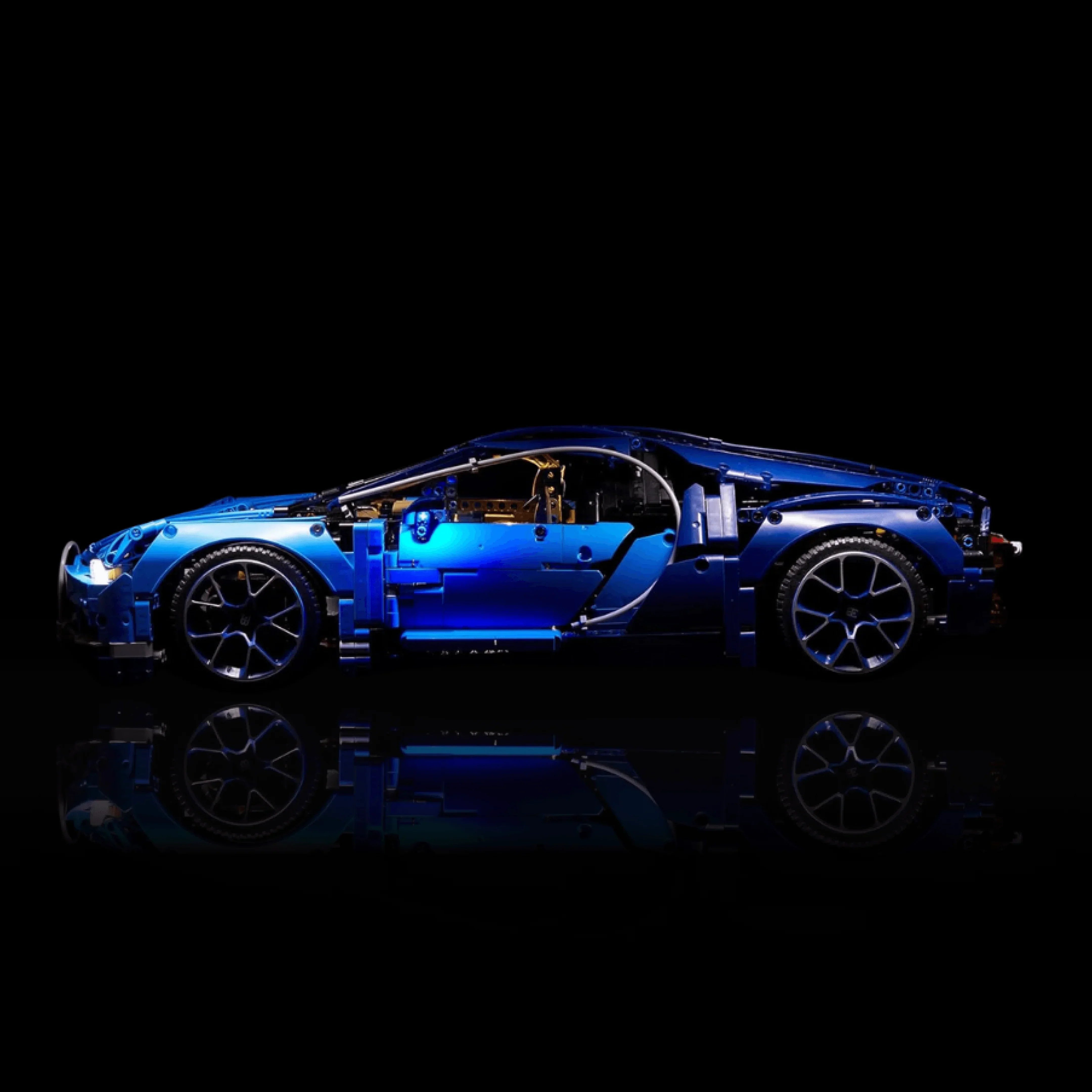 (57% de DESCUENTO) Super Bugatti Chiron azul con motor W16 y 56 cm de largo (3599 piezas)