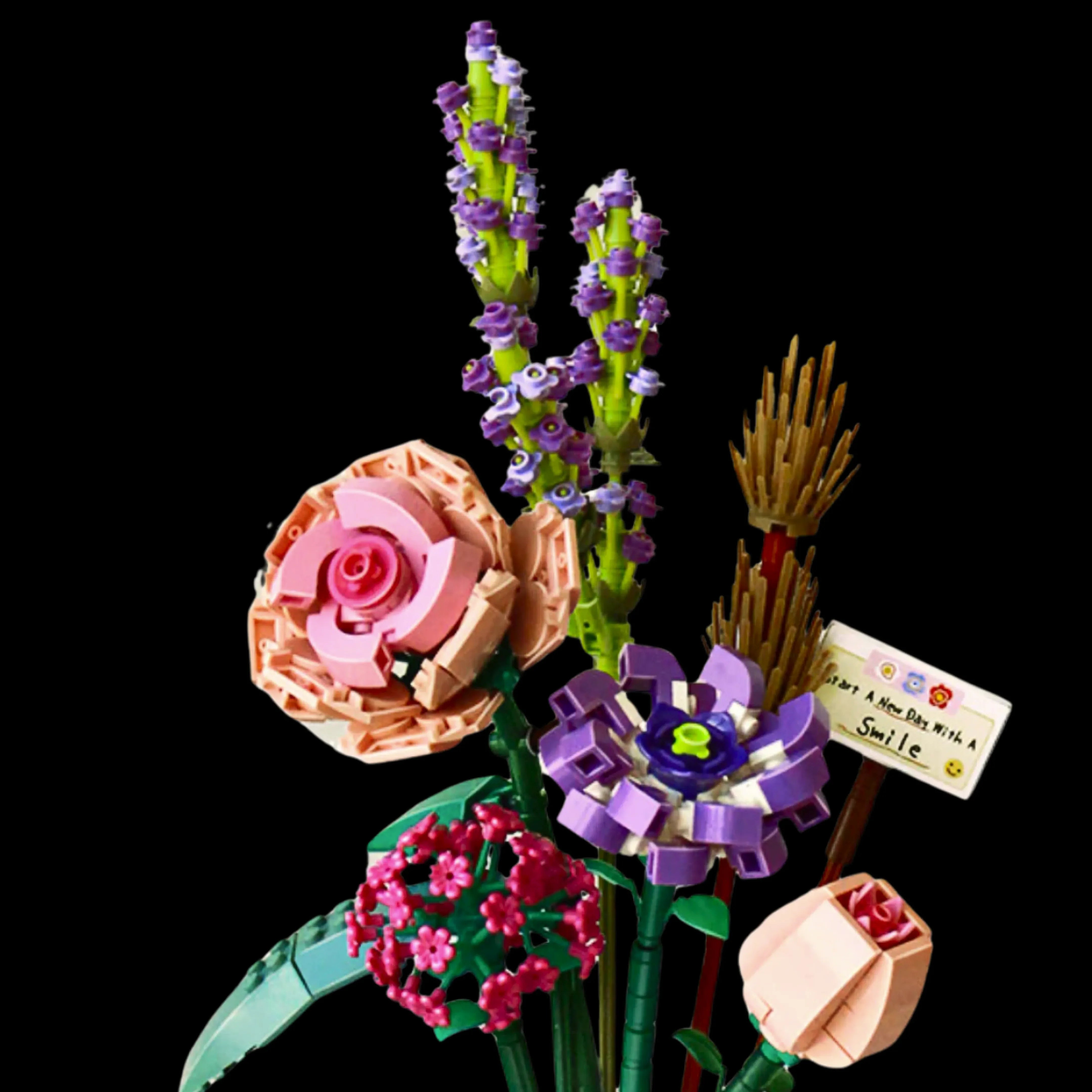 Ramo de Rosas, Hortensias, Violetas y Lavanda (393 micropiezas) - Bloques de Construcción