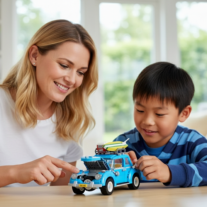 Vocho Surfero Azul 1193 piezas – Kit de bloques Volkswagen Beetle 10252