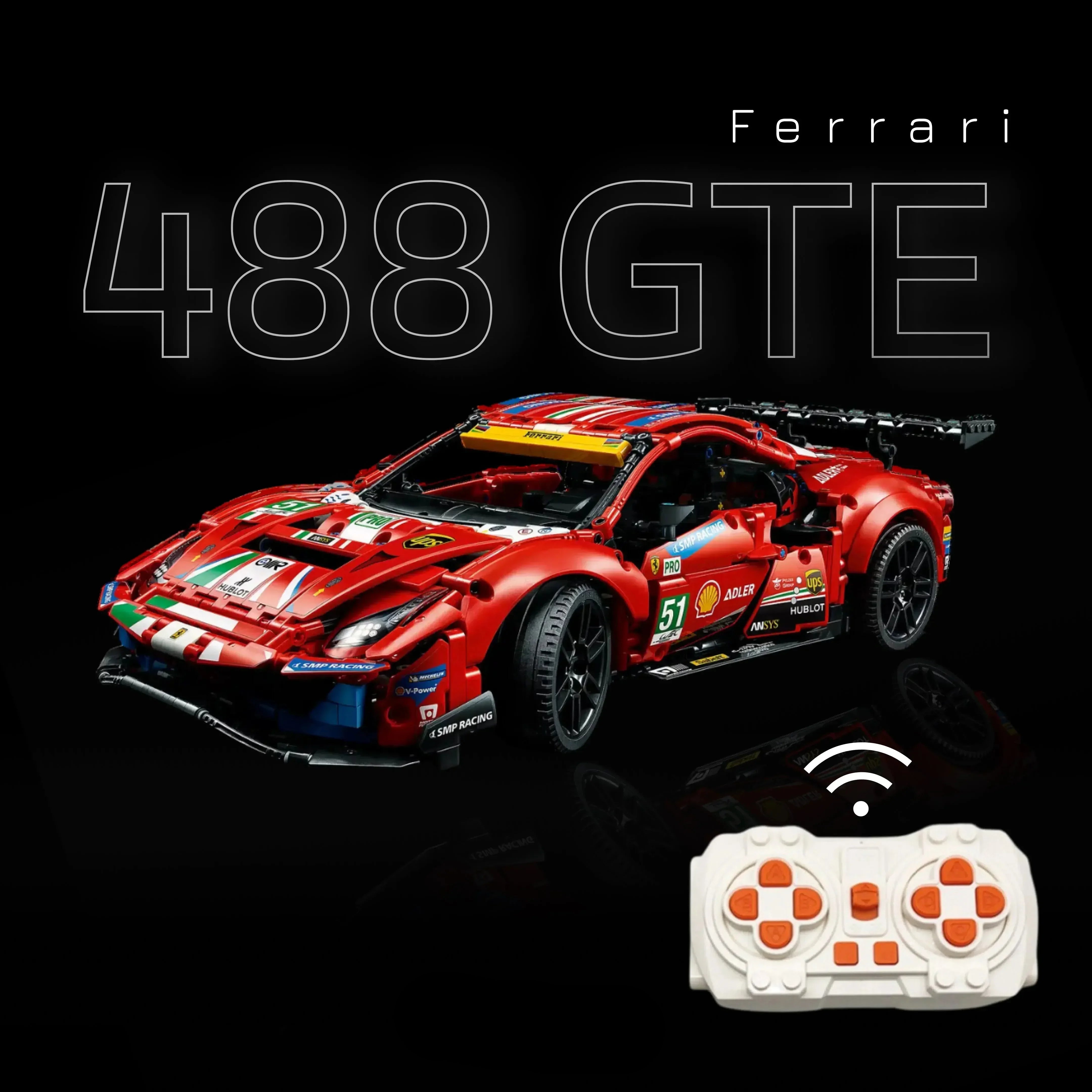 Ferrari 488 GTE (1677 piezas) - Kit de Bloques de Construcción