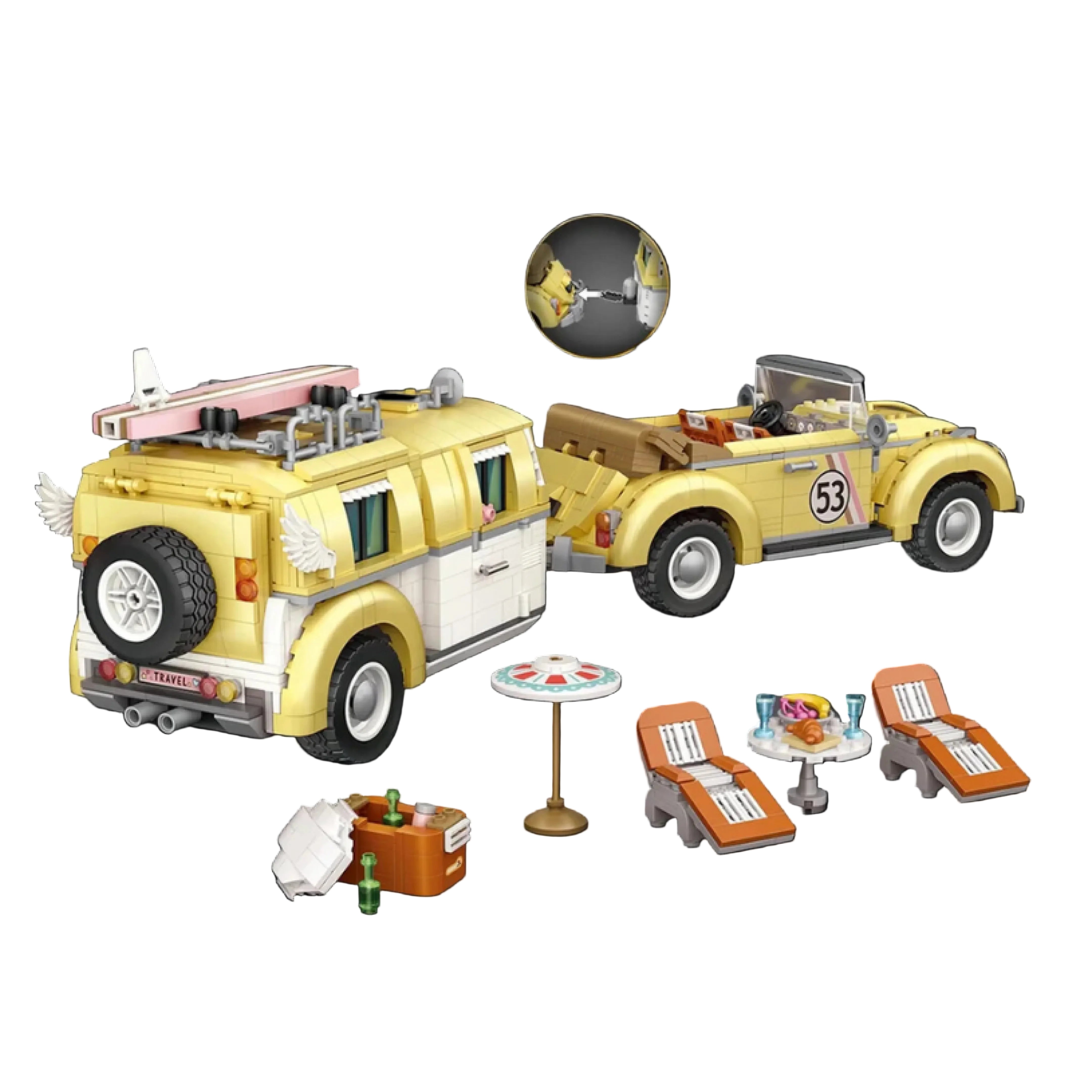 Escarabajo Convertible + Autocaravana (2258 piezas) - Set de Bloques
