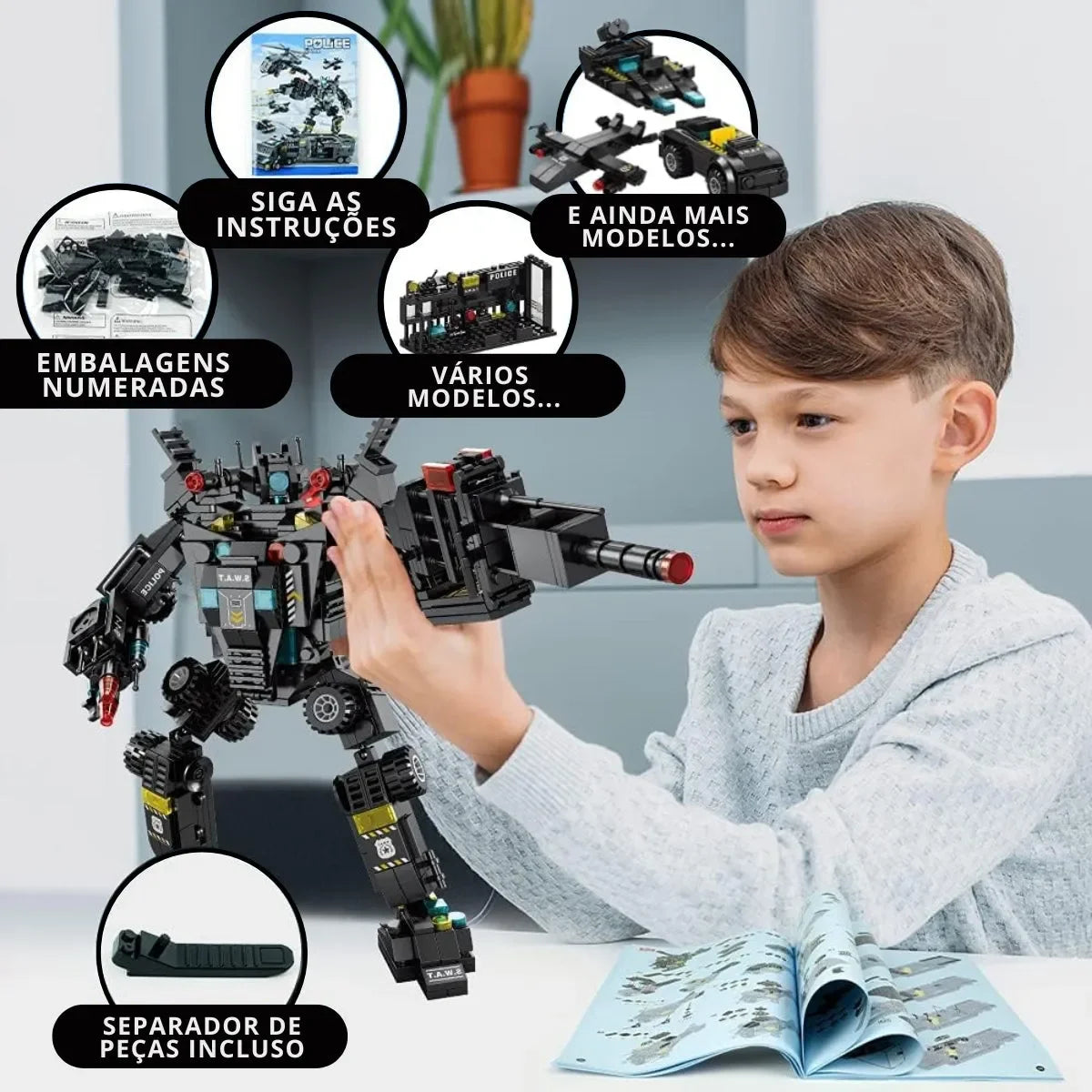 Kit SWAT Completo 3 en 1 – Camión, Helicóptero y Robot Transformable (51 Juguetes)