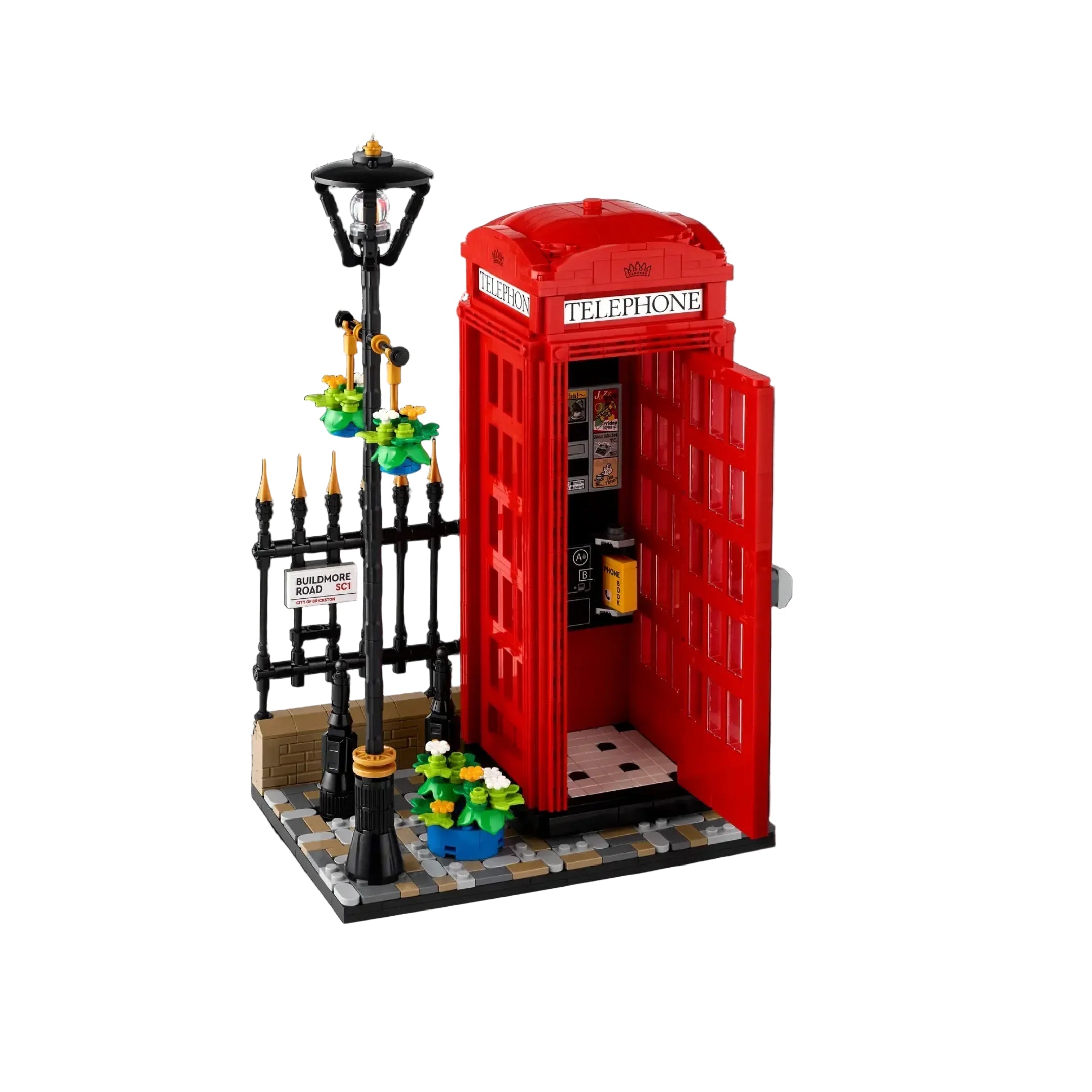 Cabina telefónica roja de Londres (1460 piezas) - Kit de Bloques de Construcción