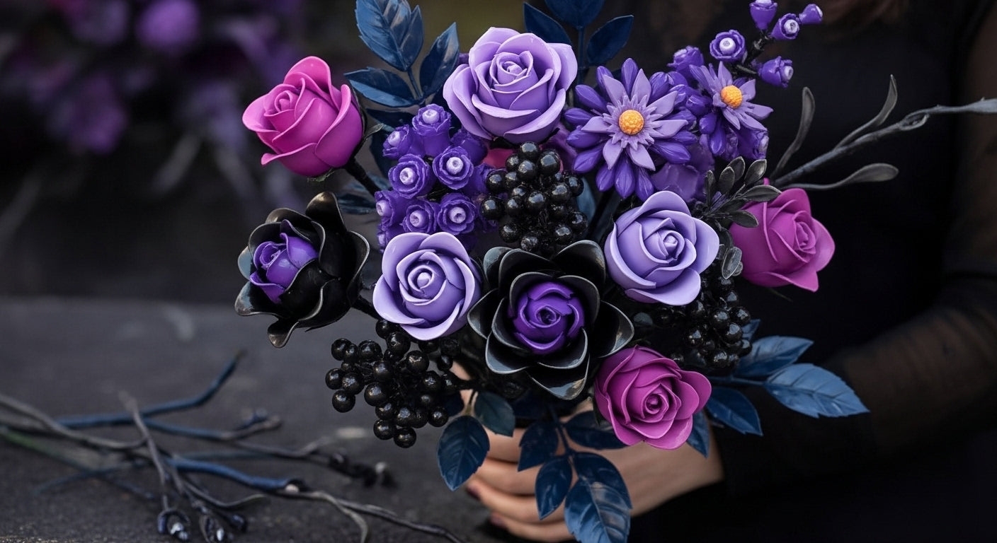 Ramo de flores moradas (822 piezas) – Bloques de Construcción