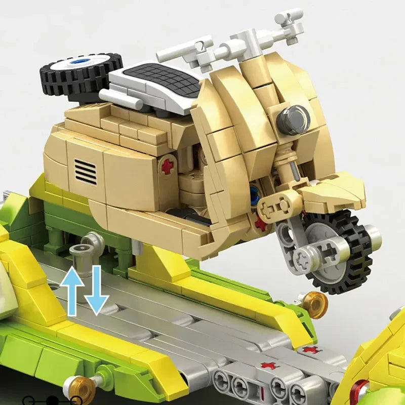 Escarabajo Hippie + Moto + Gasolinera (1409 piezas) - Set de Bloques